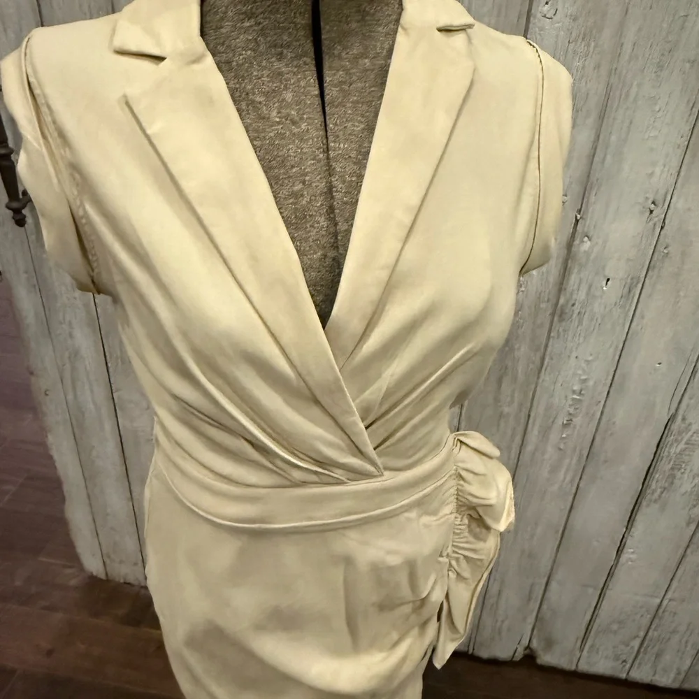 Chic Cream Sleeveless Wrap Dress - Picture 10 of 10